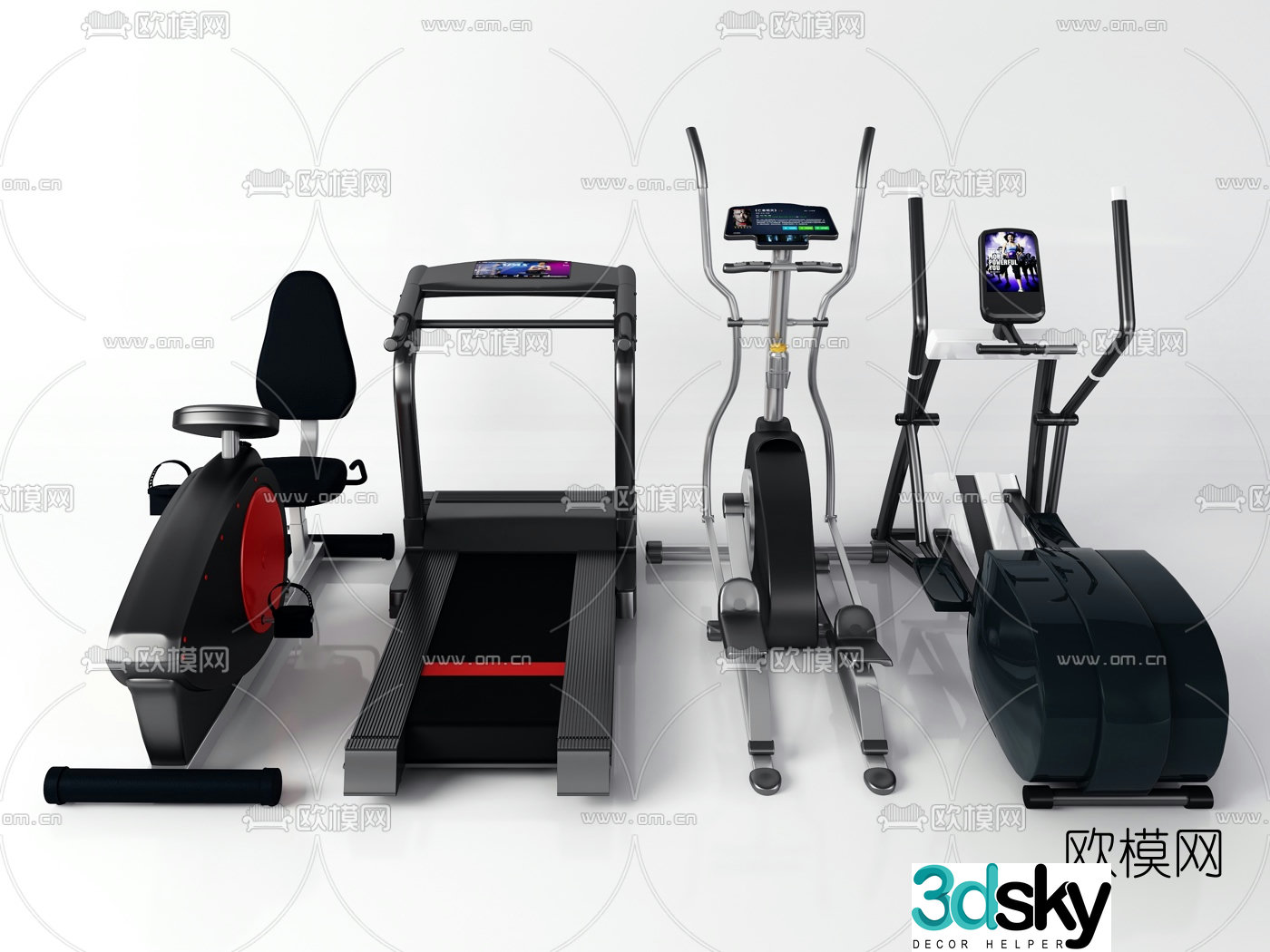 Modern treadmill fitness equipment 3d model