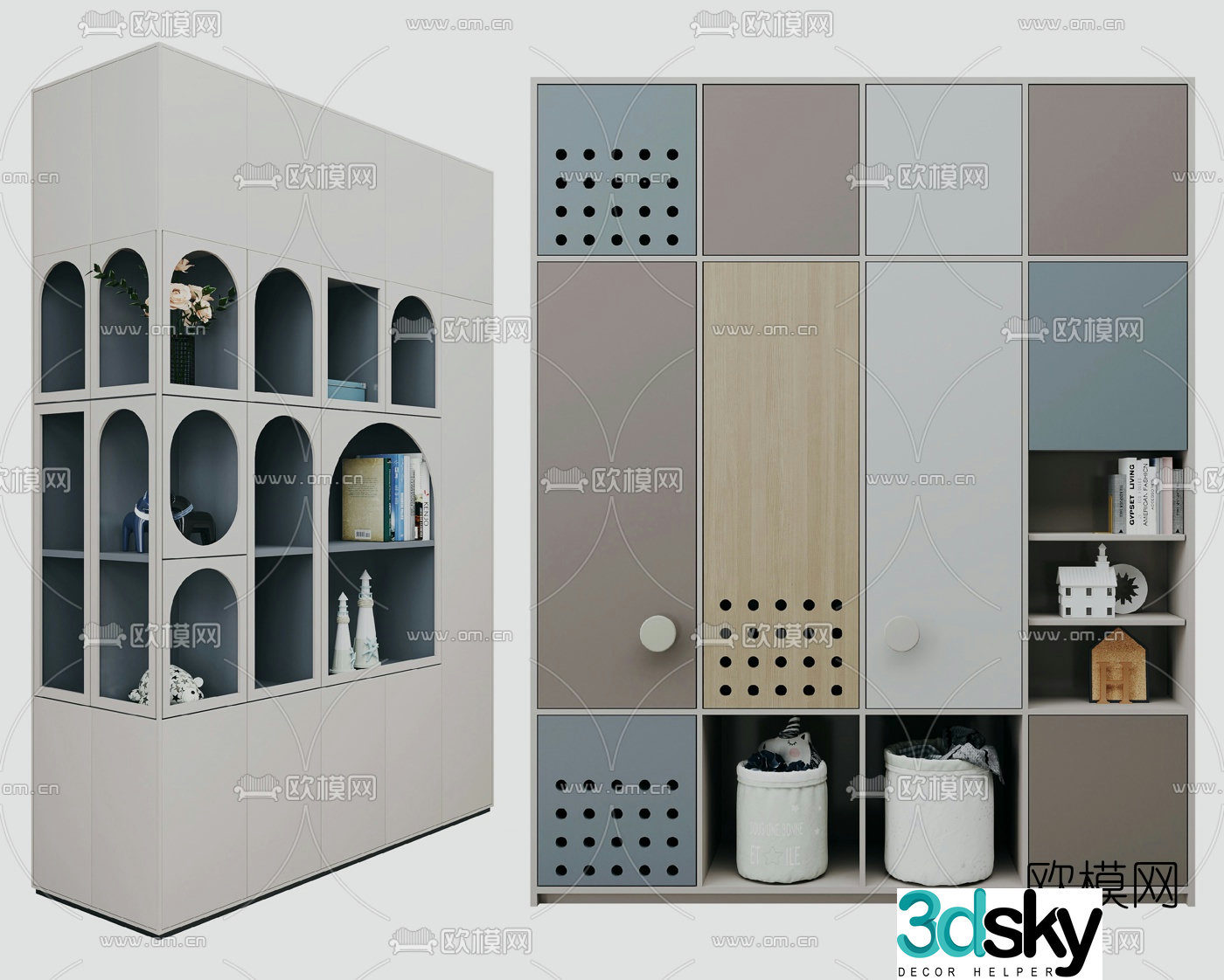 Modern children’s wardrobe storage cabinet 3d model