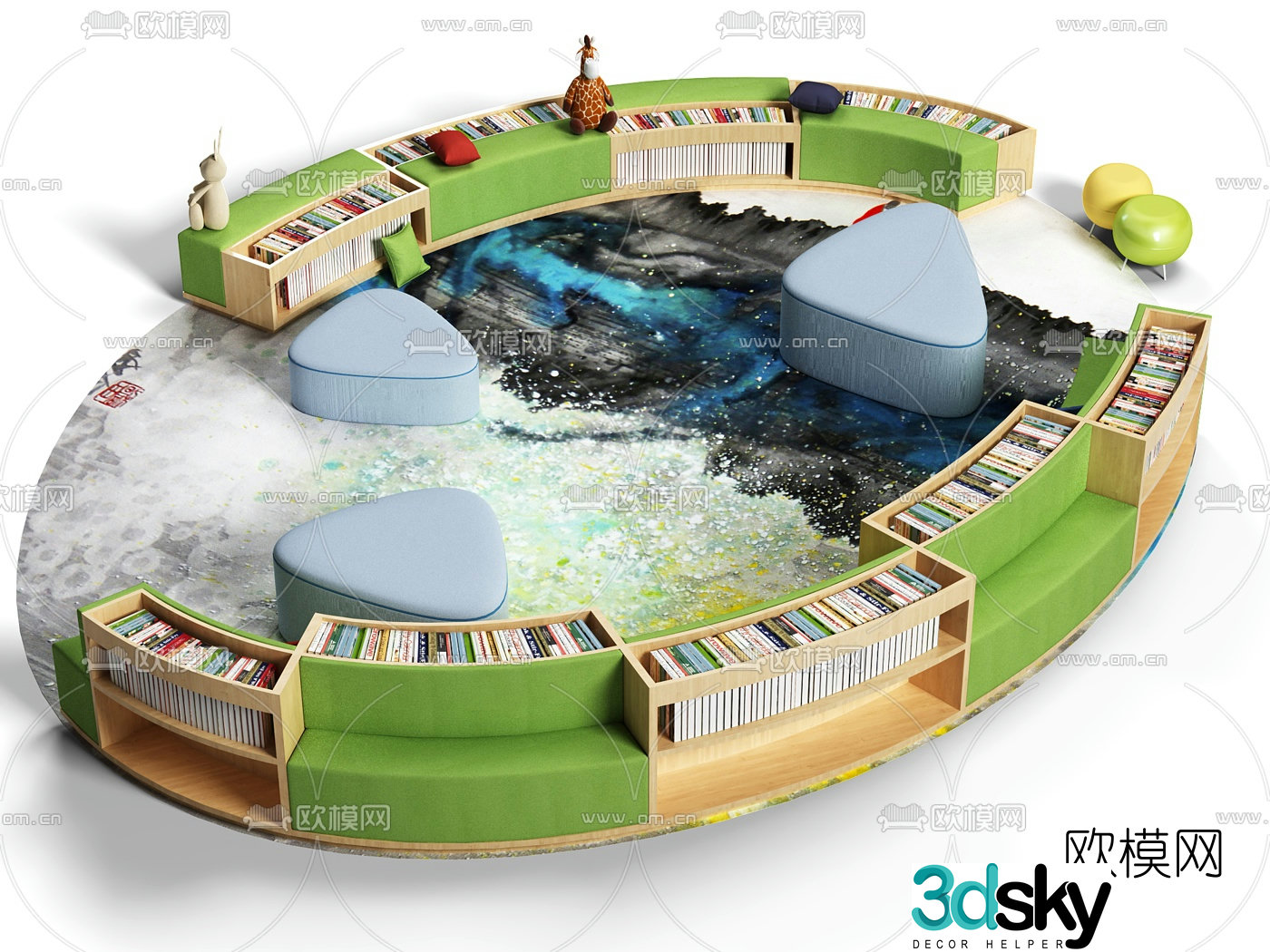 Modern children’s bookcase card holder 3D model