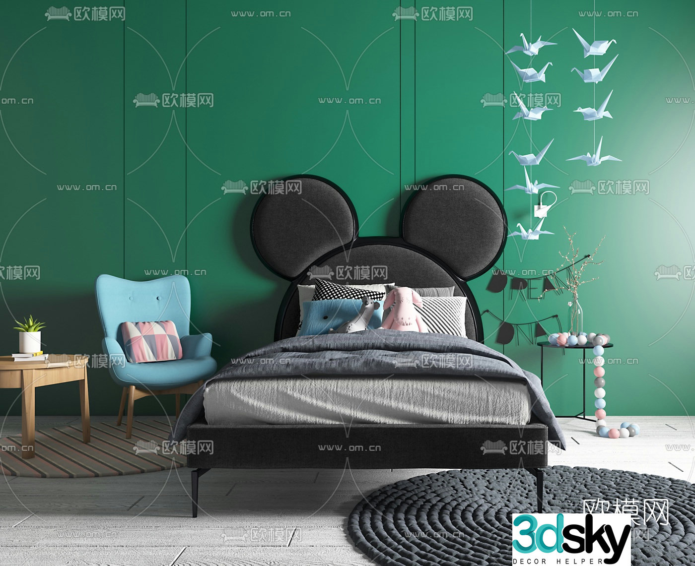 Nordic cartoon children’s bed 3d model