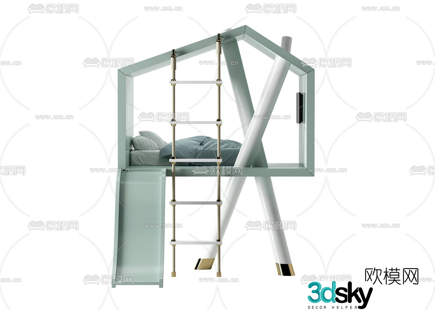 Modern ladder children’s bed 3d model