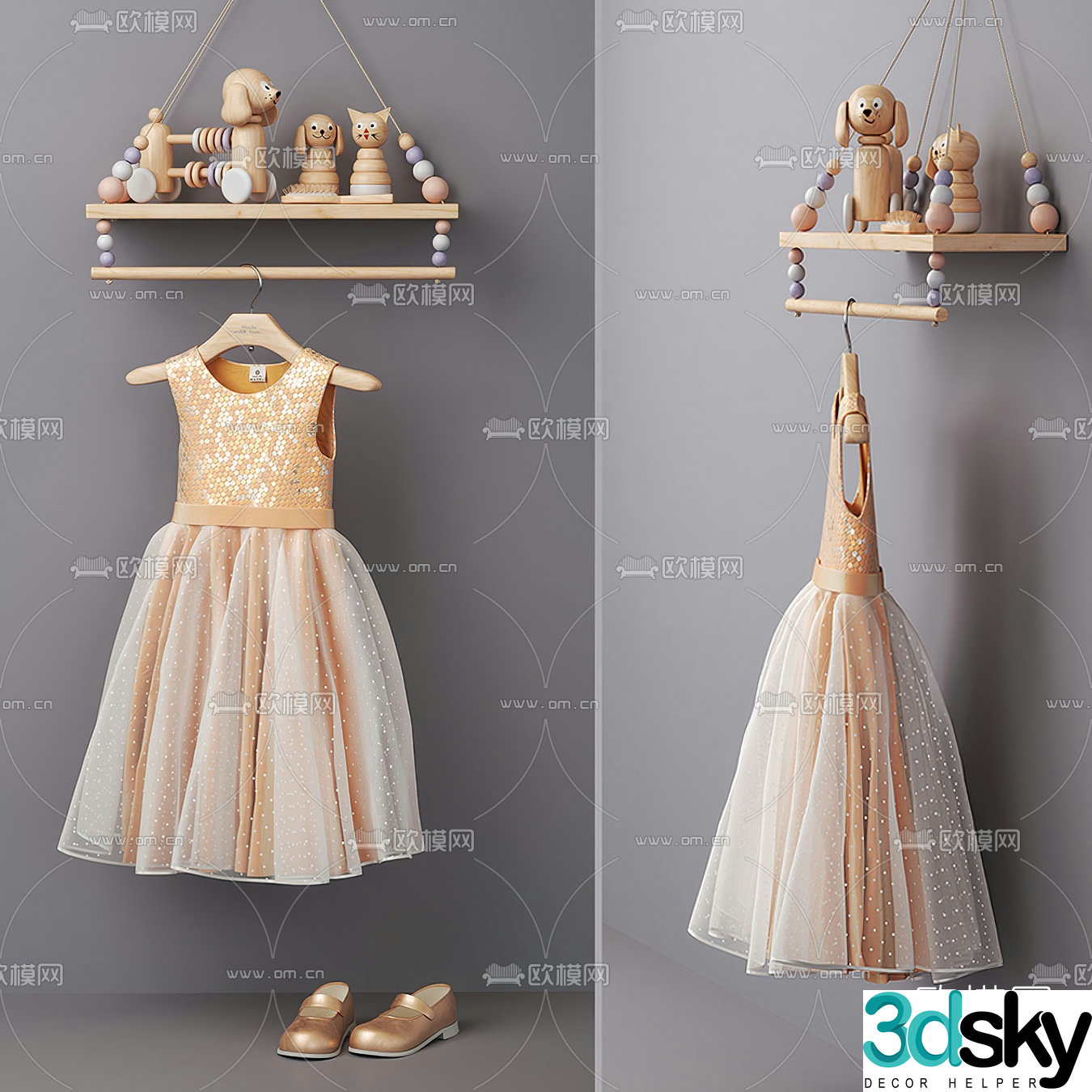 Modern children’s toys skirt shoes 3d model