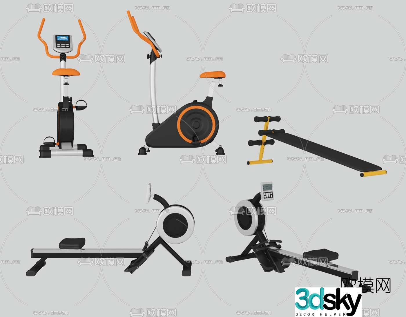 Modern sports fitness equipment 3d model