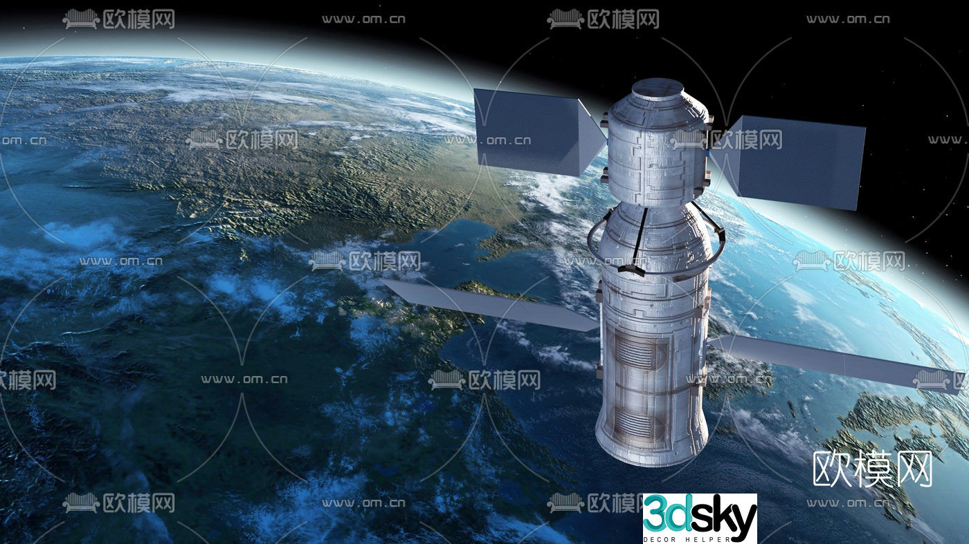 Modern artificial satellite 3d model