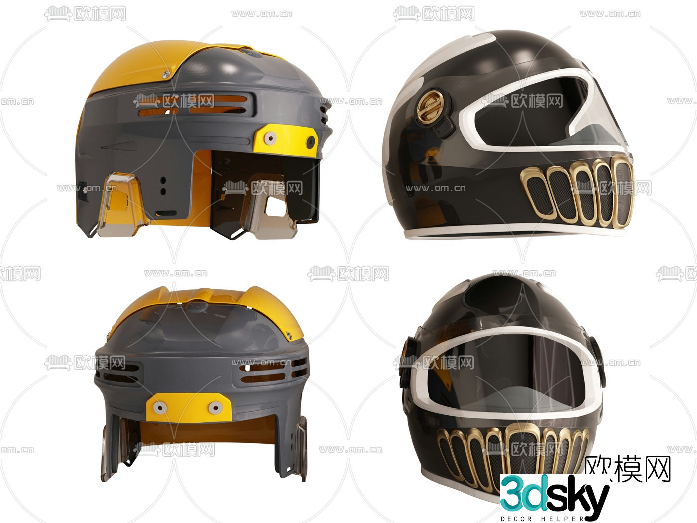 Modern plastic creative helmet combination 3d model