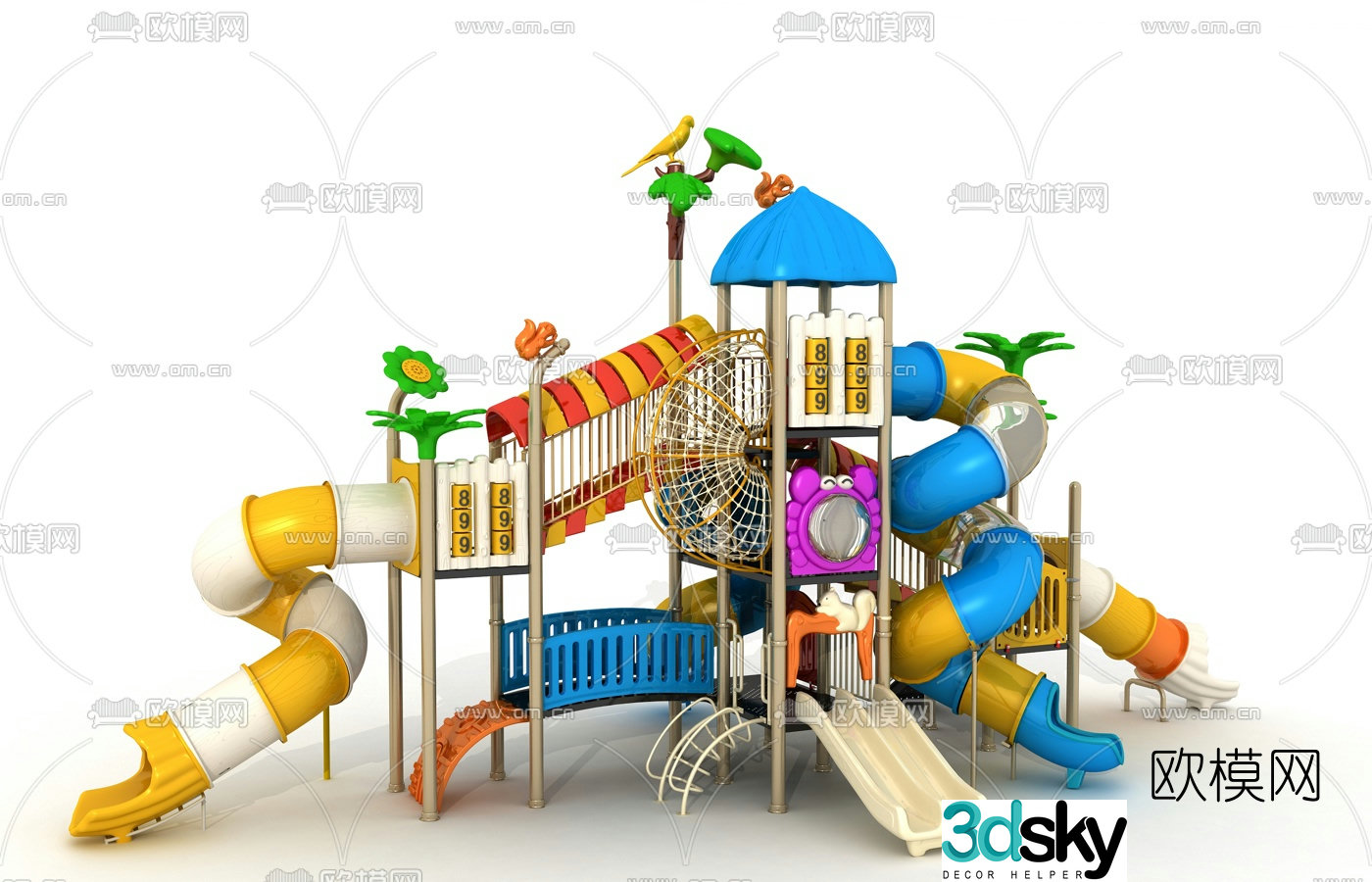 Modern children's slide amusement equipment 3d model