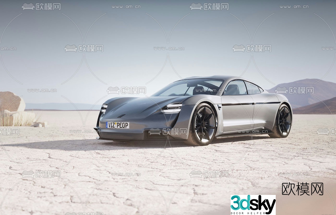 Modern two-seater sports car 3d model