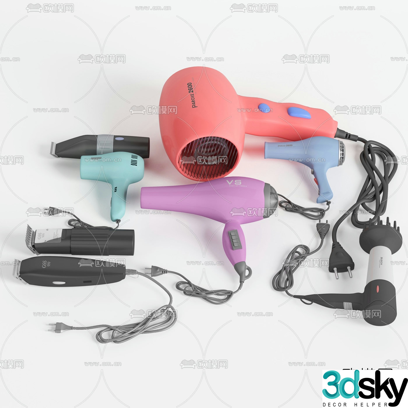 Modern hair dryer hair clipper 3d model