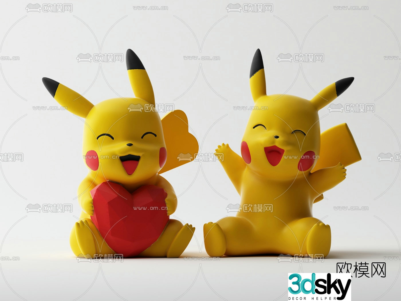 Modern Pikachu doll toy 3d model