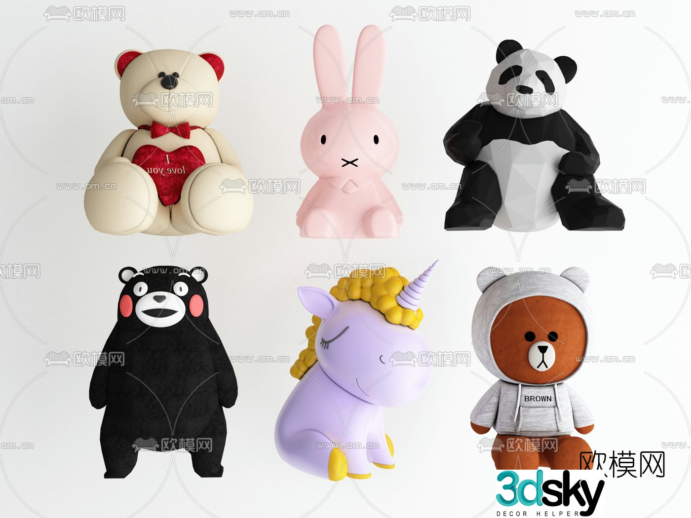 Modern children’s animal figurine doll 3d model