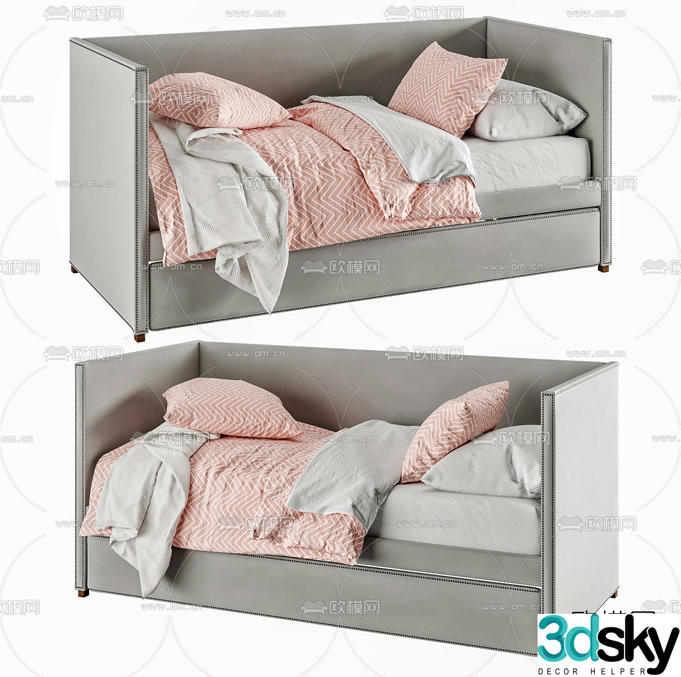 Modern fabric children’s bed 3d model