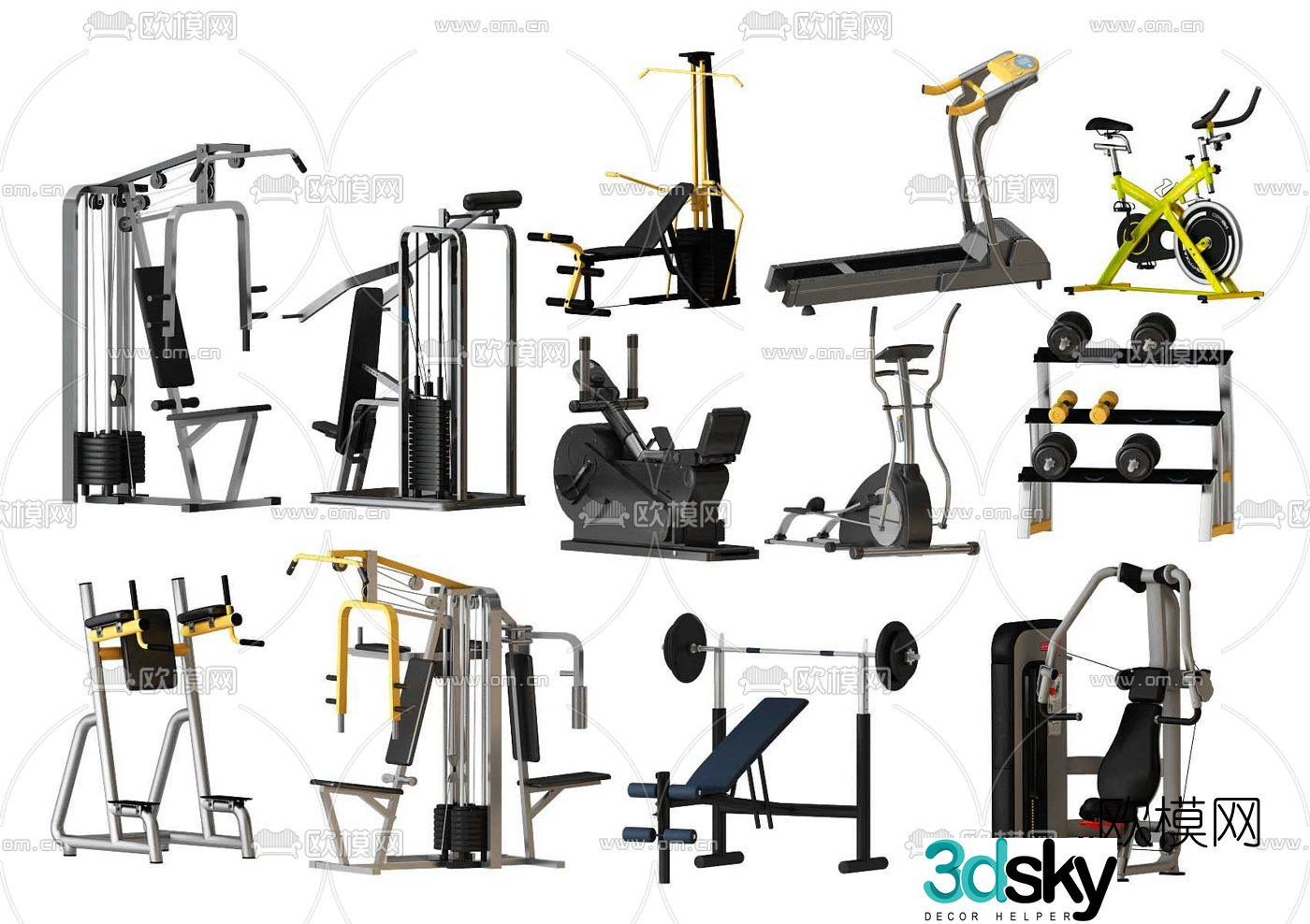 Modern fitness equipment 3d model