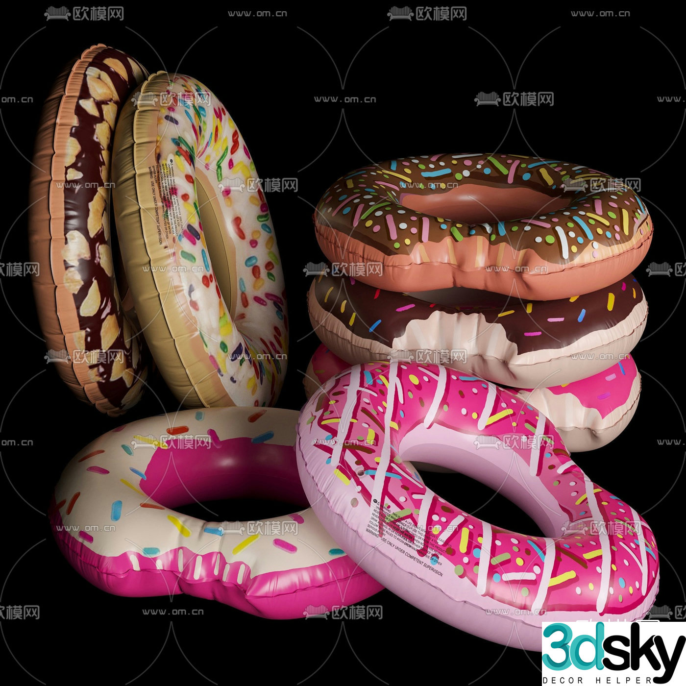 Modern children’s inflatable swimming ring 3d model