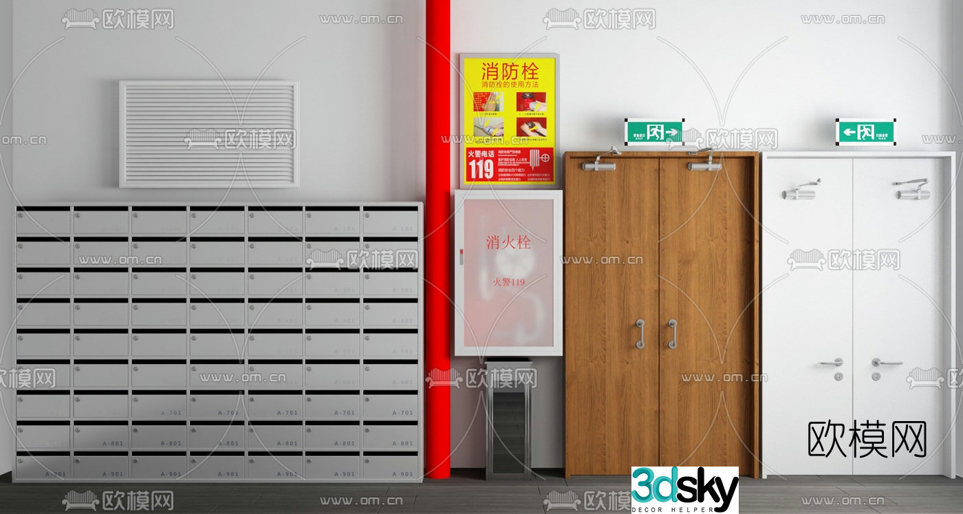 Modern fire hydrant fire door 3d model