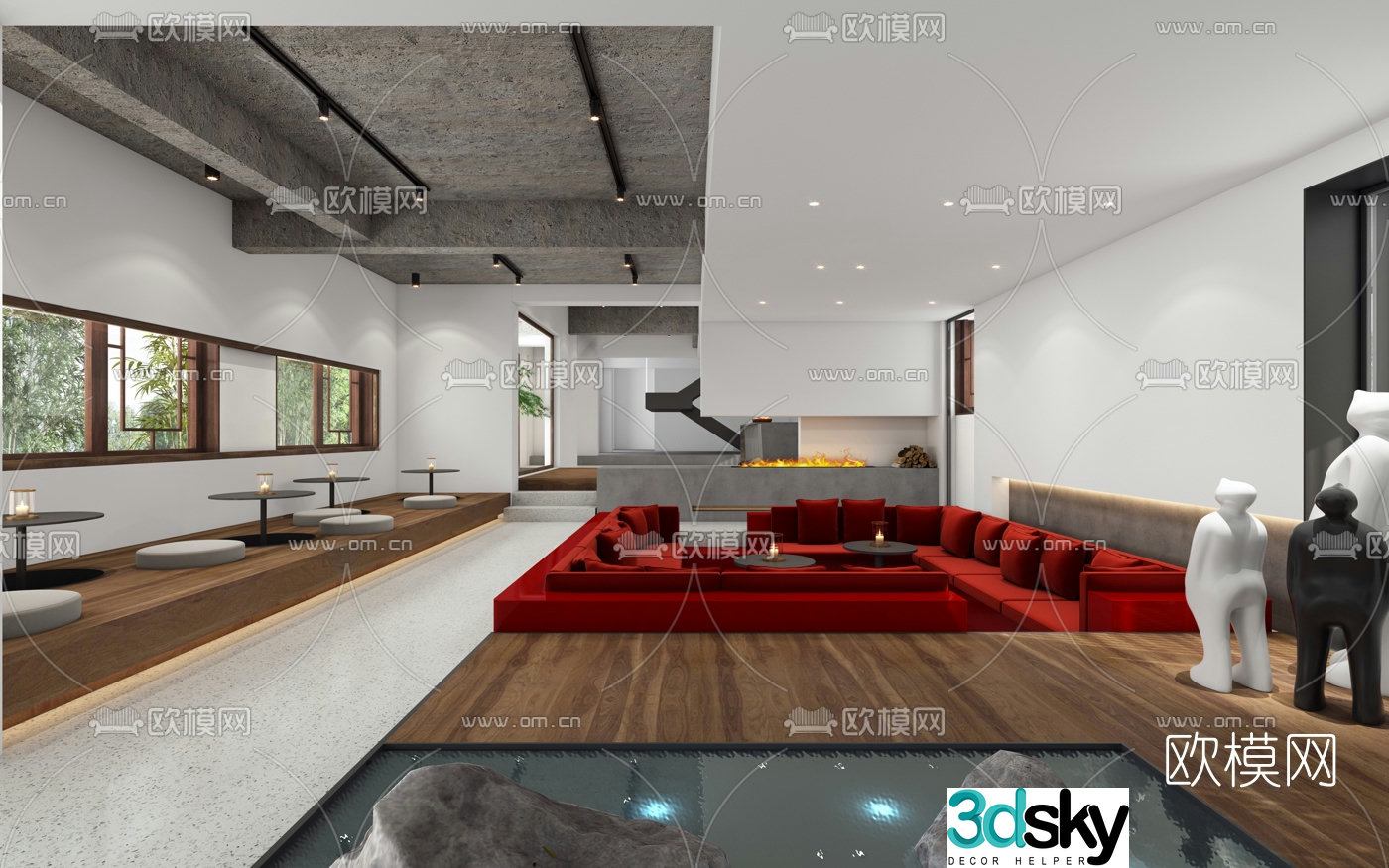 Modern B&B front lobby 3D model