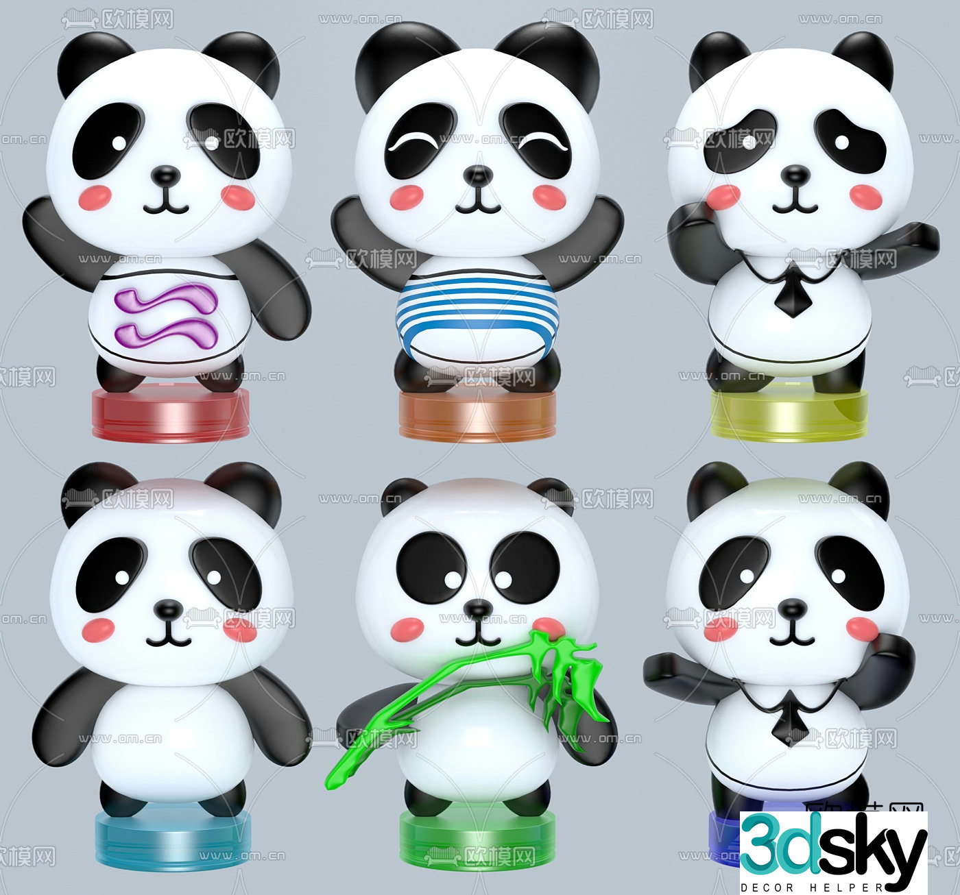 Modern ever-changing panda figure 3D model