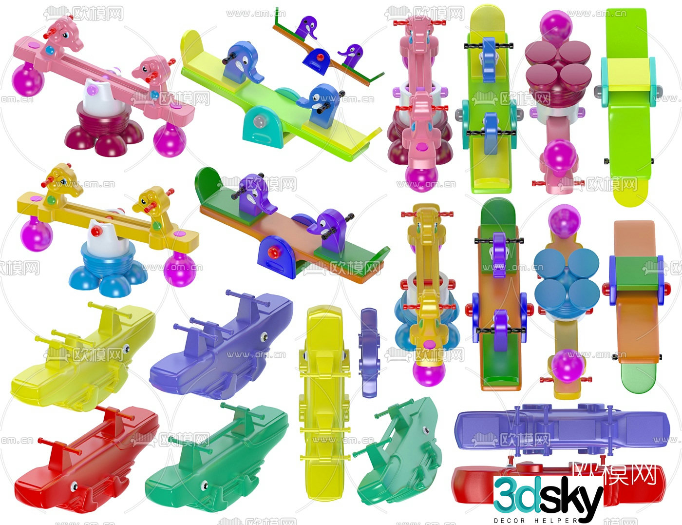 Modern children's seesaw 3d model