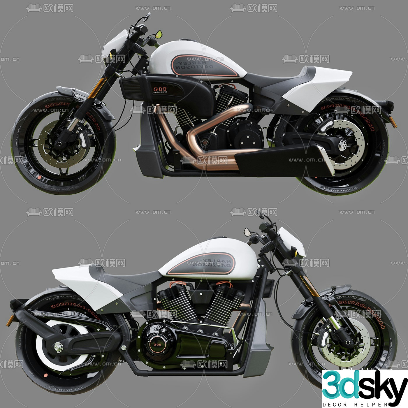 Modern Harley motorcycle 3d model
