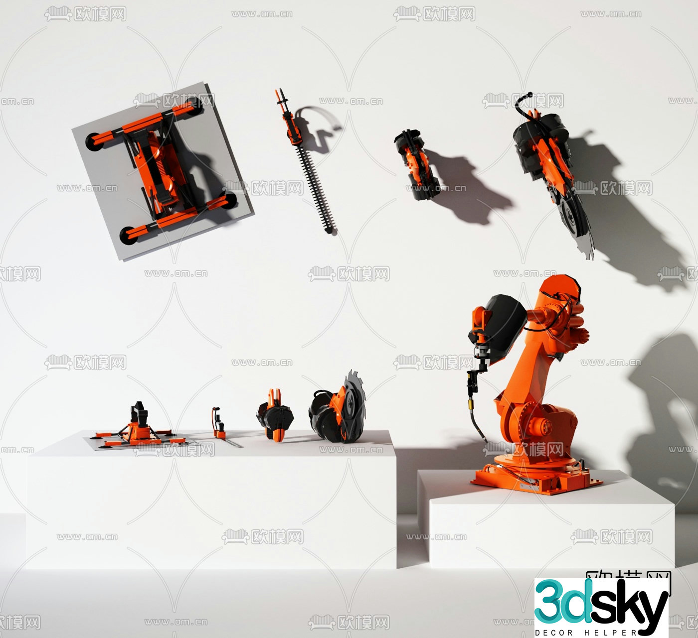 Modern robotic arm industrial equipment 3d model