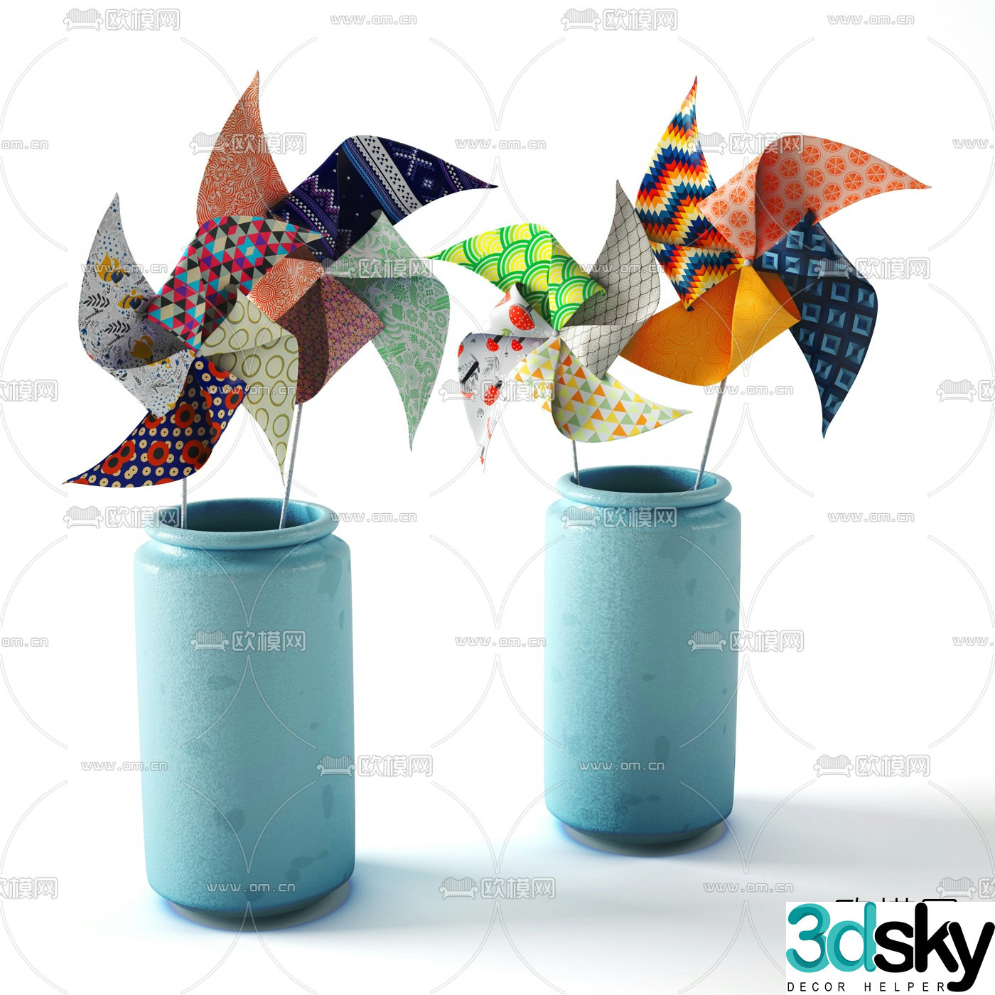 Modern windmill toy ornament 3d model