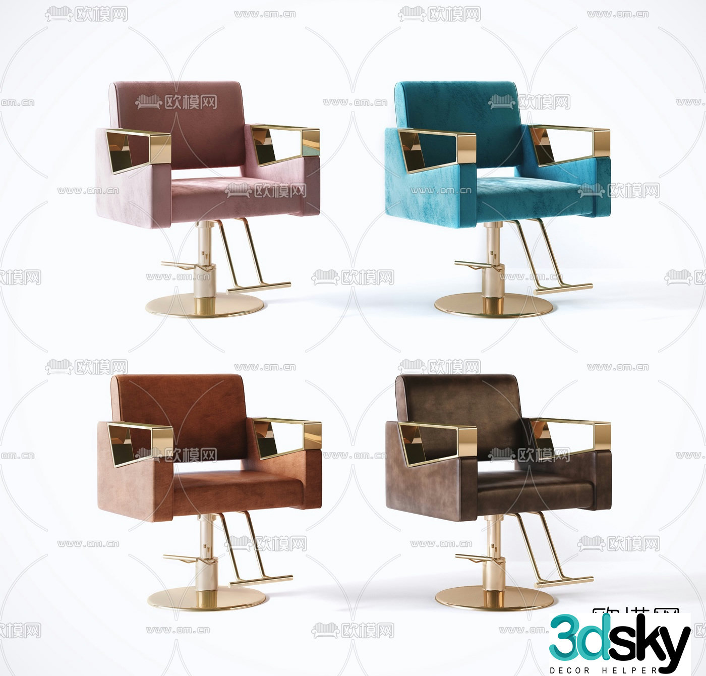 Modern light luxury barber chair 3D model