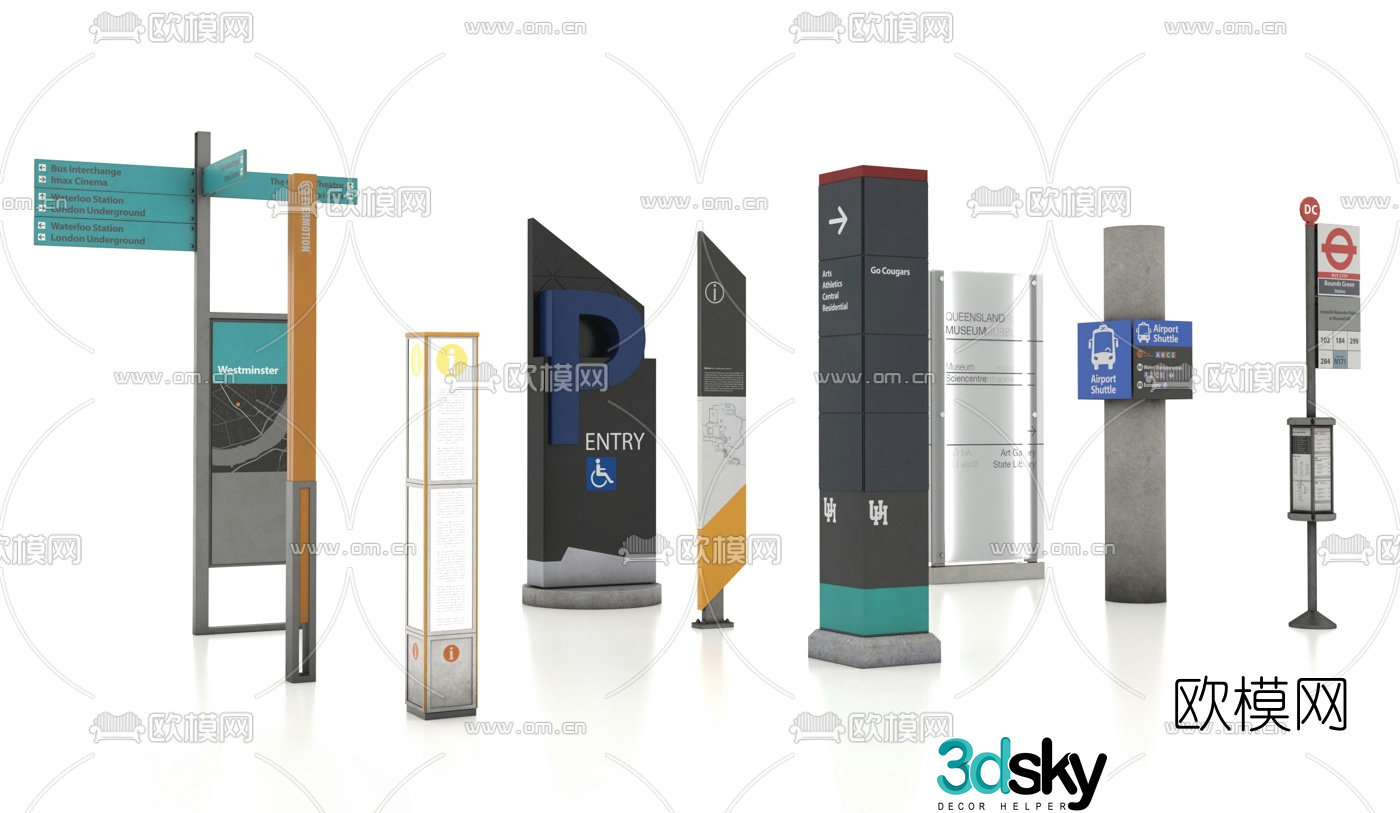 Modern road sign 3d model