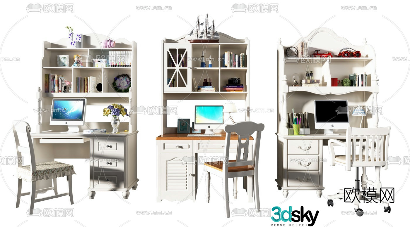 Nordic children’s desk and chair 3d model
