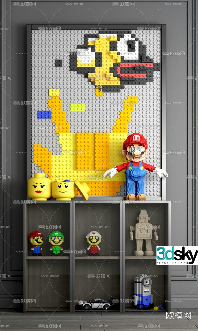 Modern children’s toys building block wall 3d model