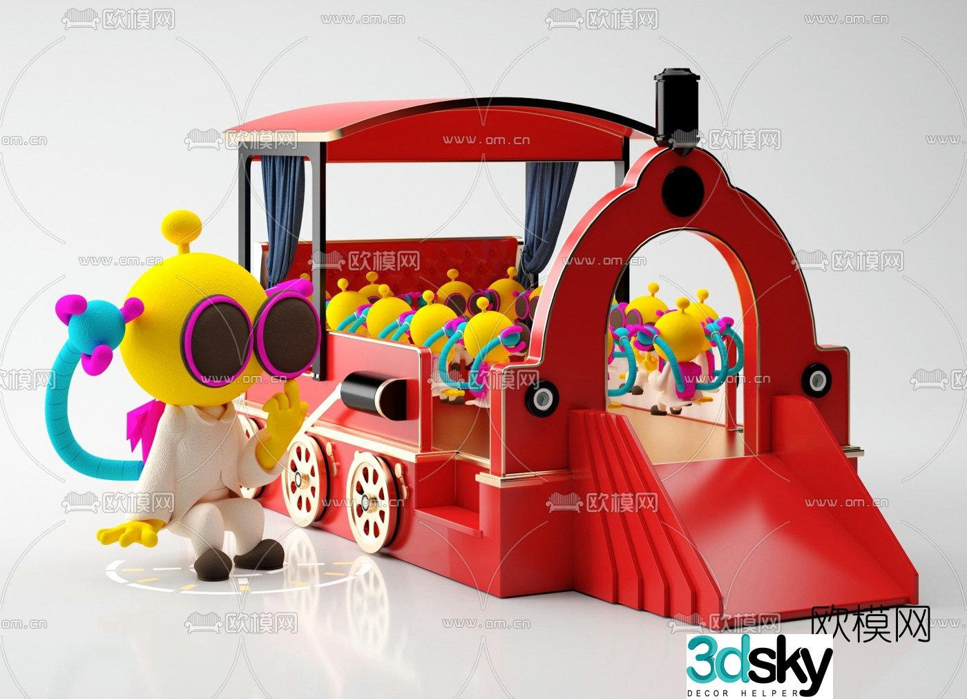 Modern locomotive ragdoll toy 3d model