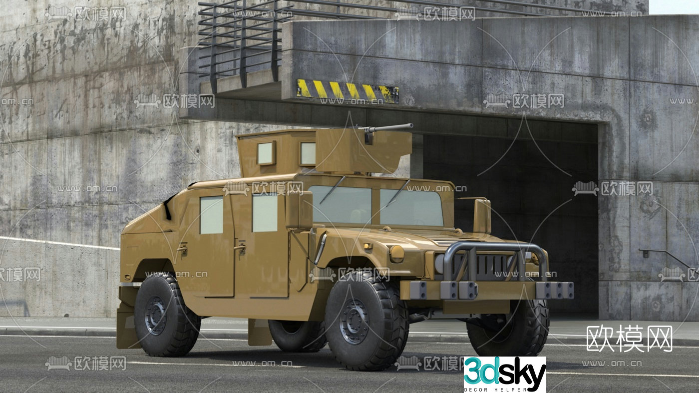 Industrial style military off-road vehicle 3D model