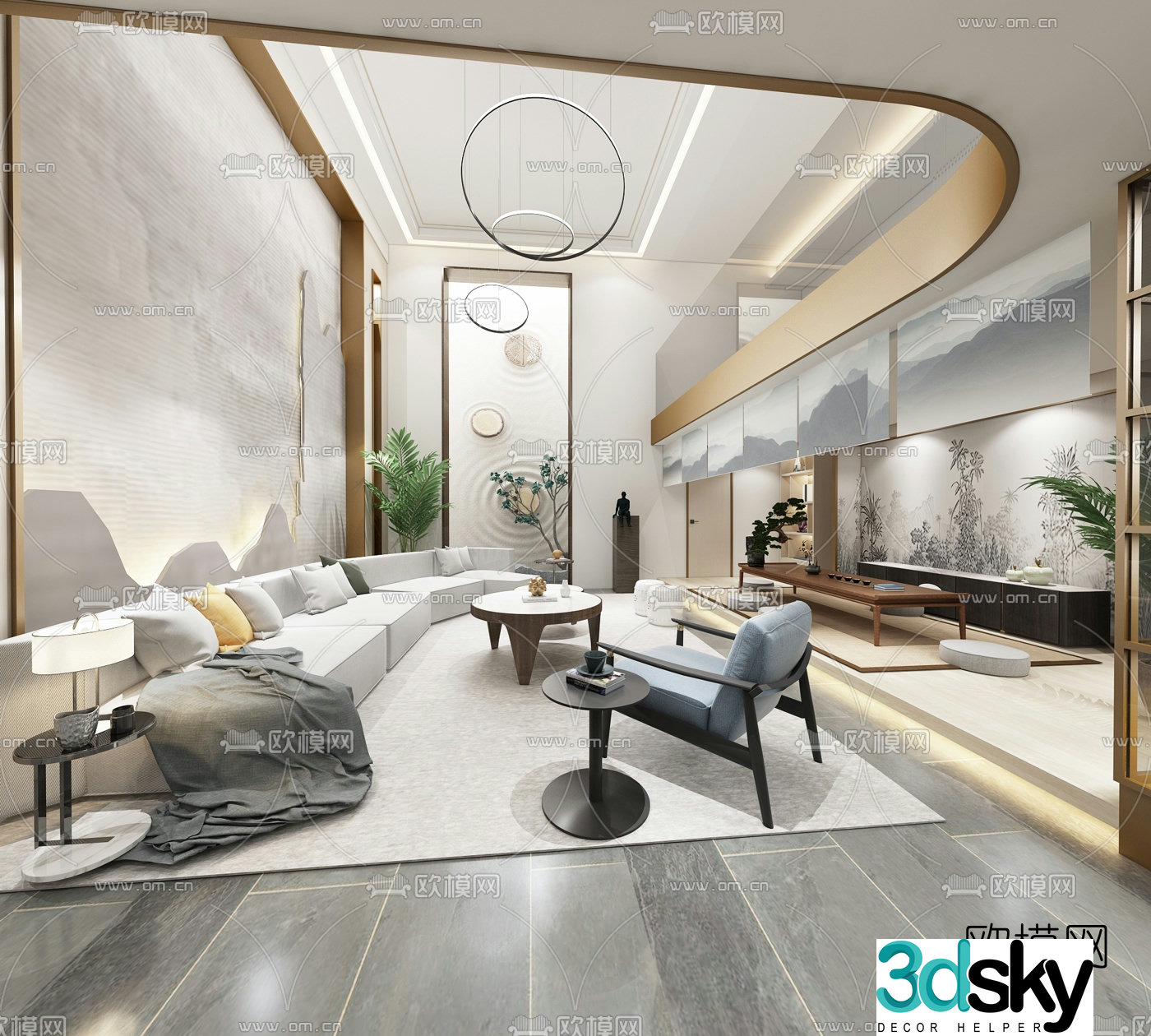 New Chinese style entertainment room reception room 3d model