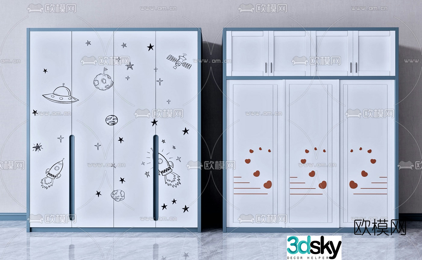 Modern children’s wardrobe 3d model
