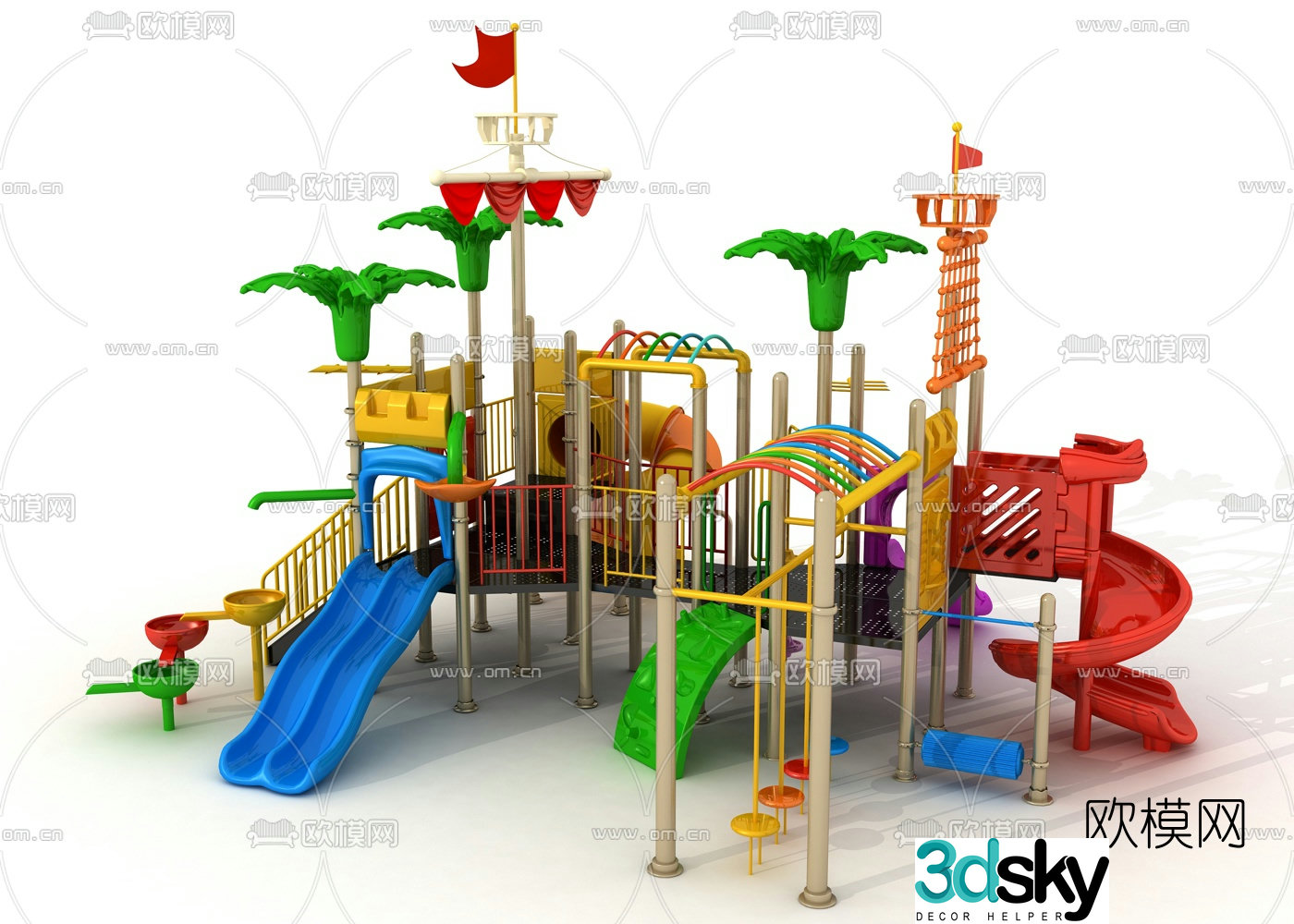 Modern children's slide amusement equipment 3d model