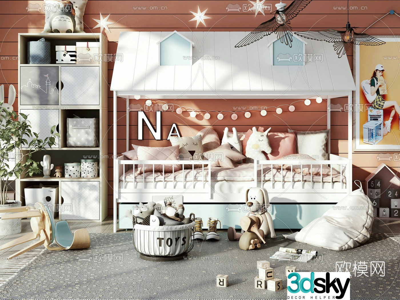 Modern children’s bed play set 3d model