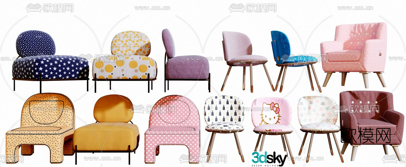 Modern children’s chair children’s sofa 3d model