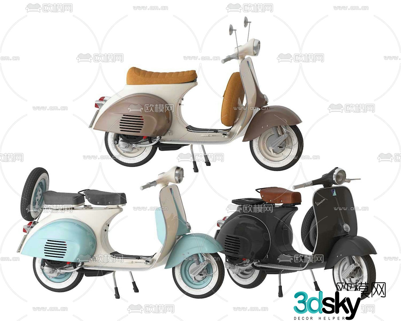 Nordic retro motorcycle 3d model