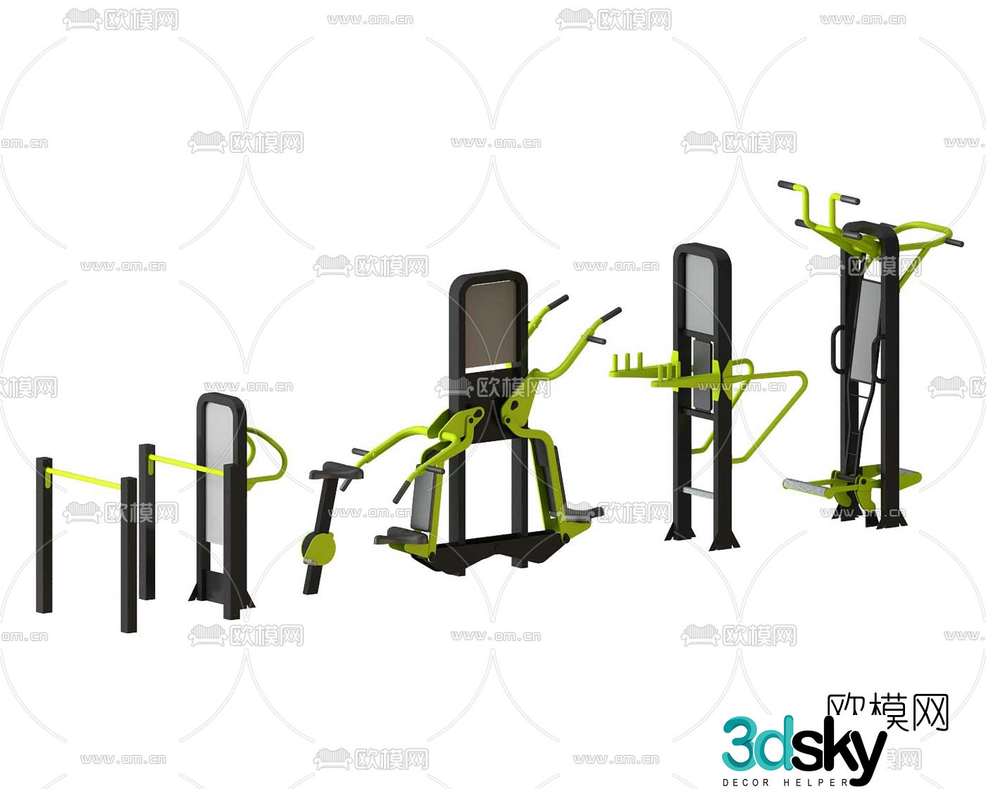 Modern outdoor fitness equipment 3d model