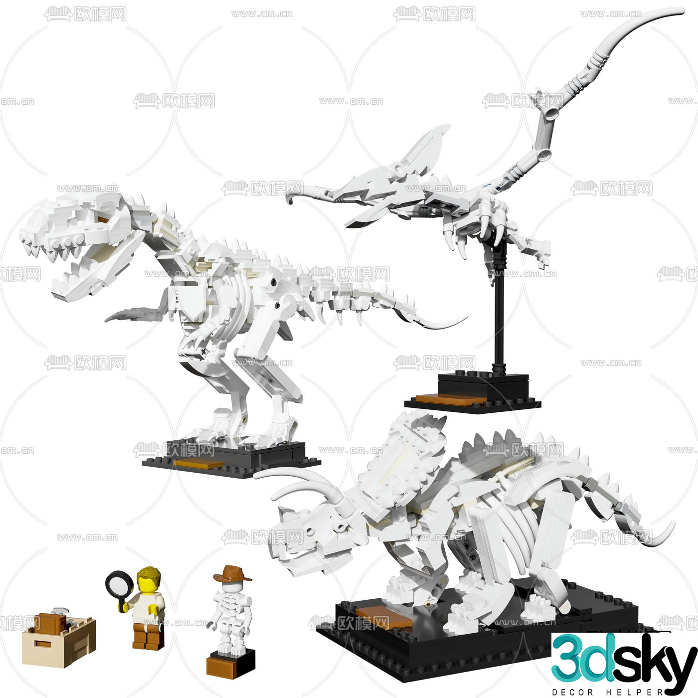Modern lego dinosaur toy 3d model