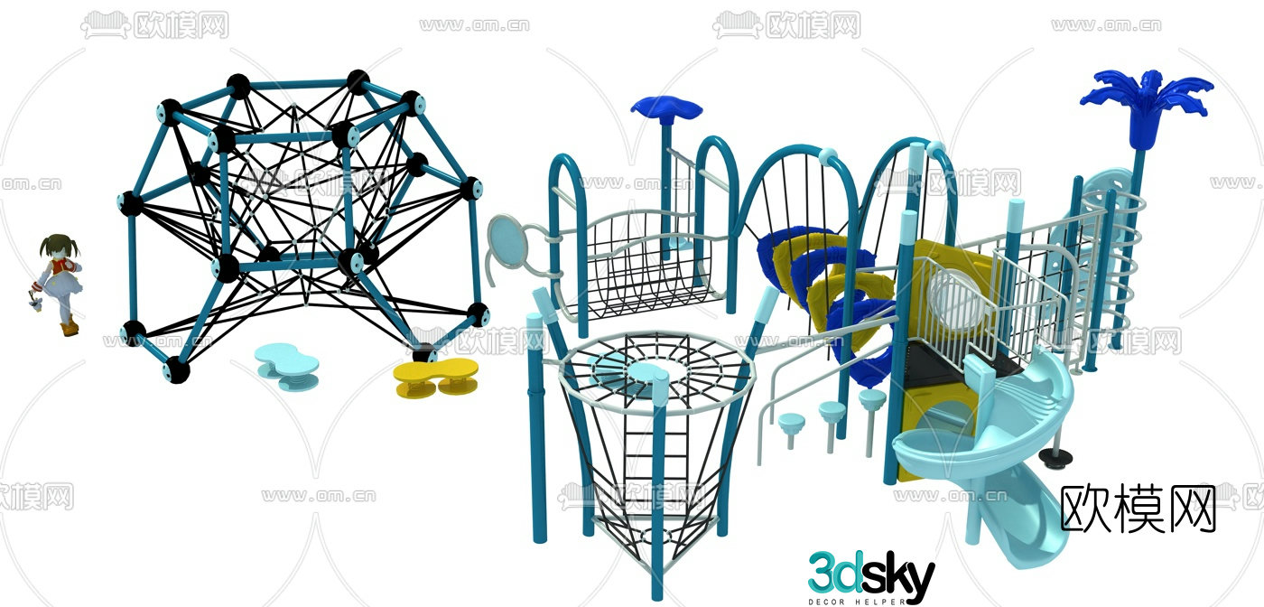 3D model of modern children's climbing physical training equipment