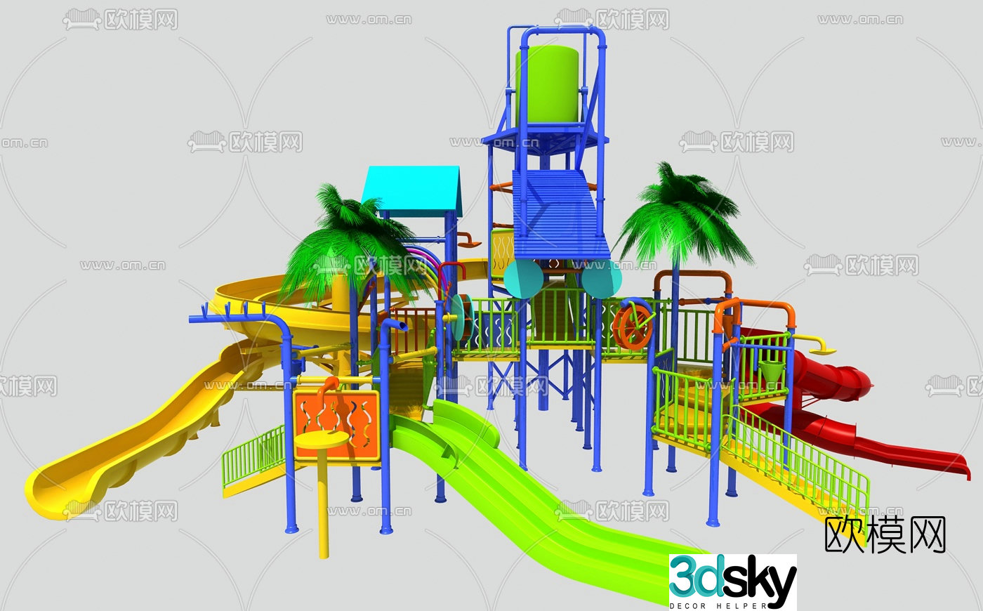 Modern water slide amusement equipment 3d model
