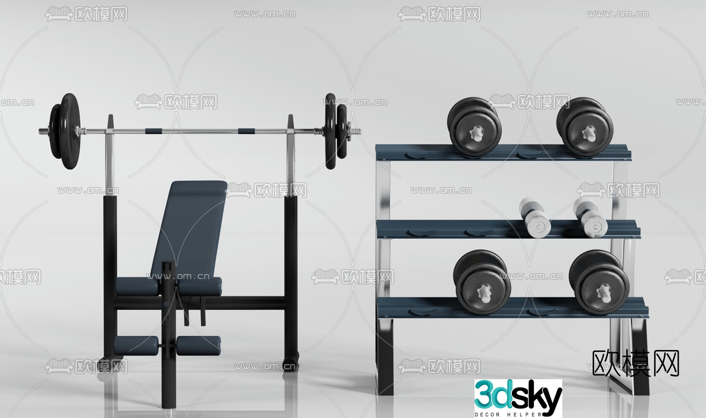 Modern dumbbell fitness equipment 3d model