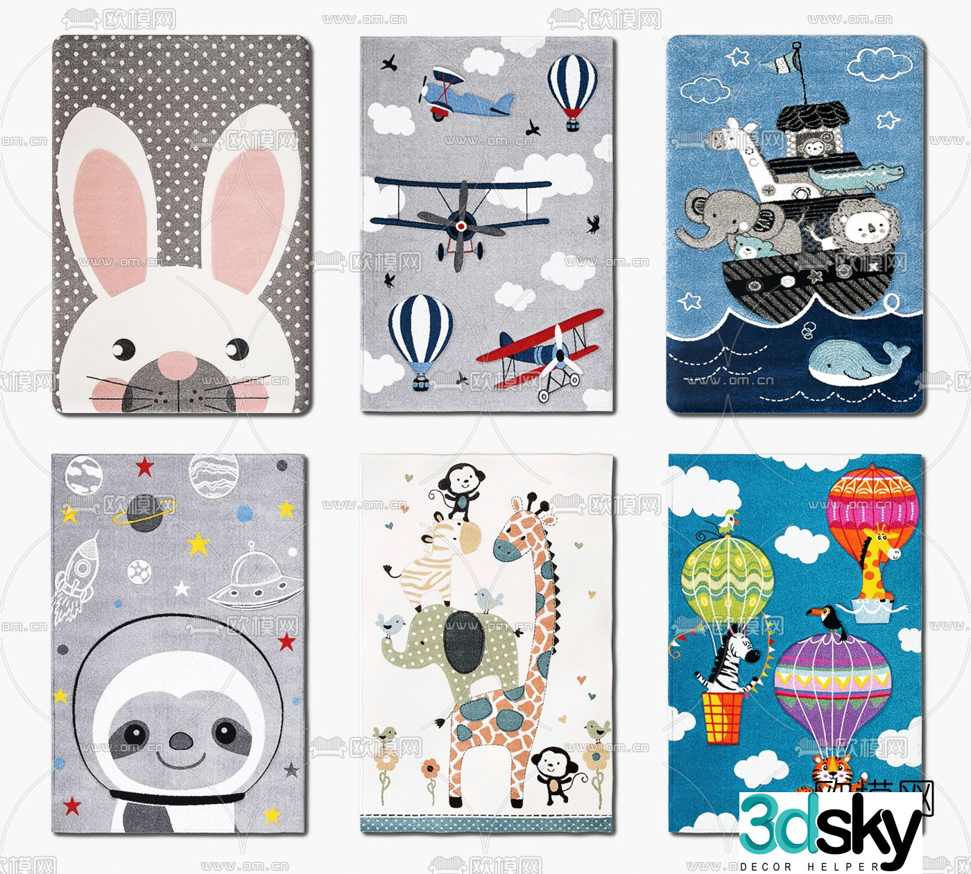 Modern cartoon children’s rug 3d model