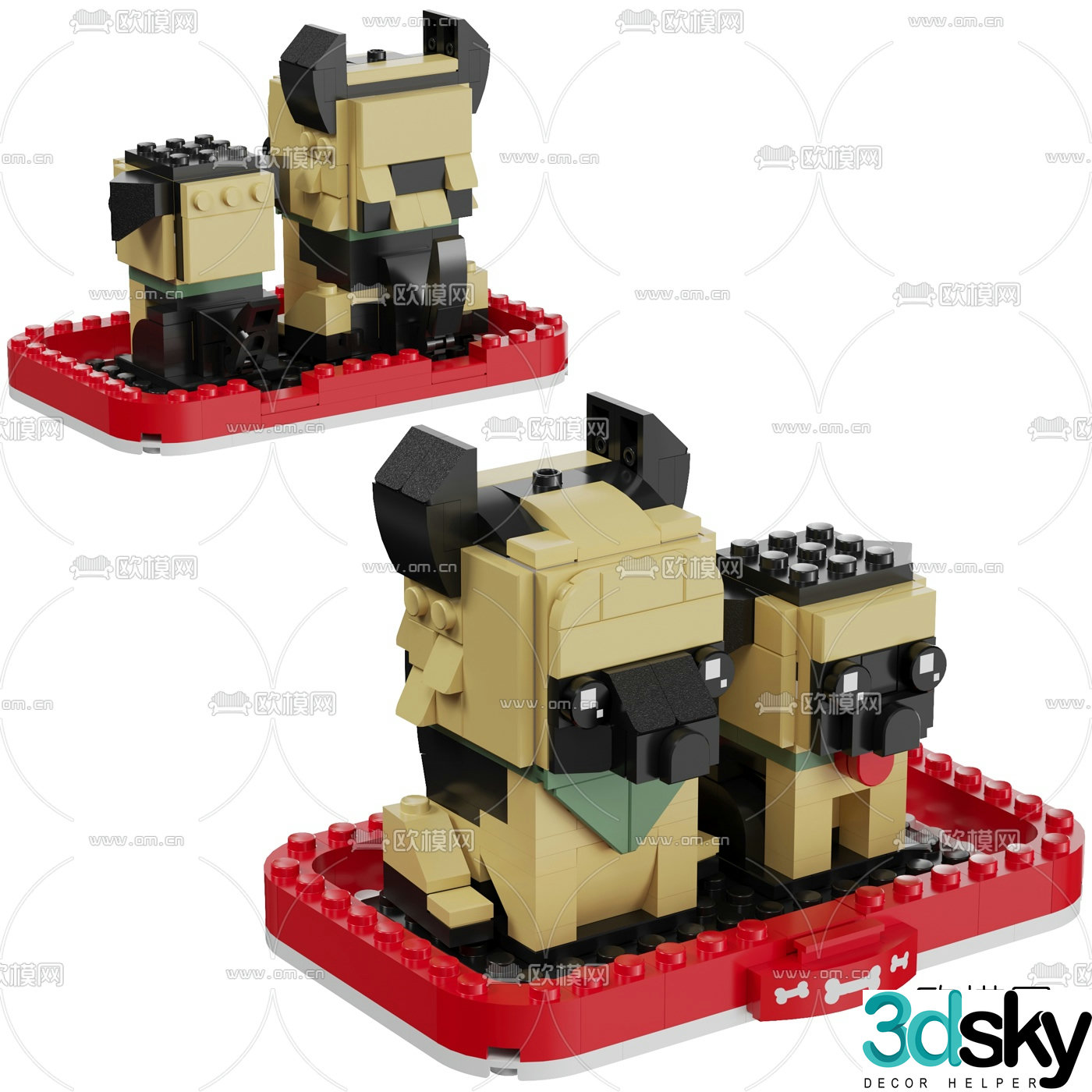 Modern sheepdog toy 3d model