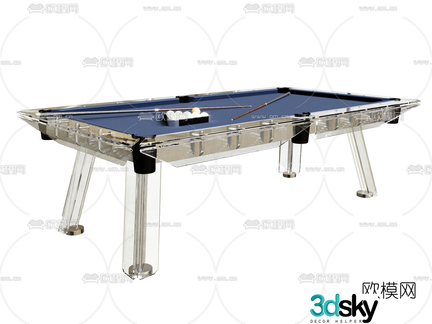 Modern pool table 3d model