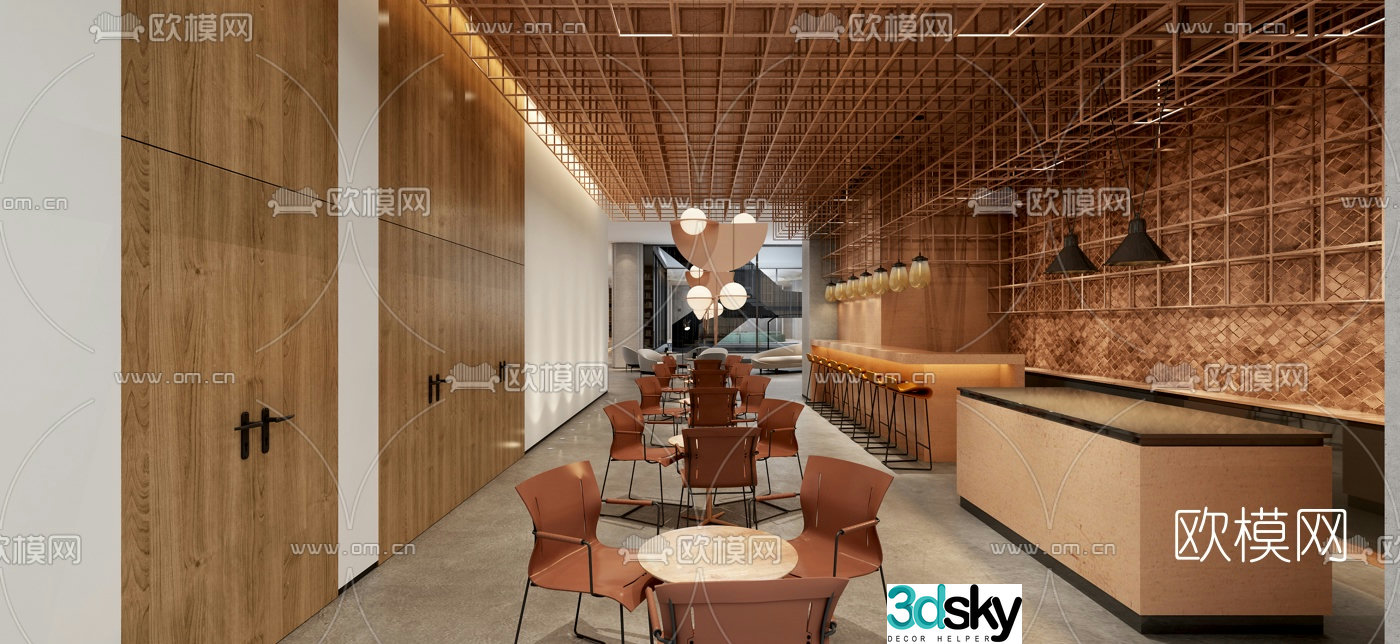 Modern hotel lobby leisure area 3d model