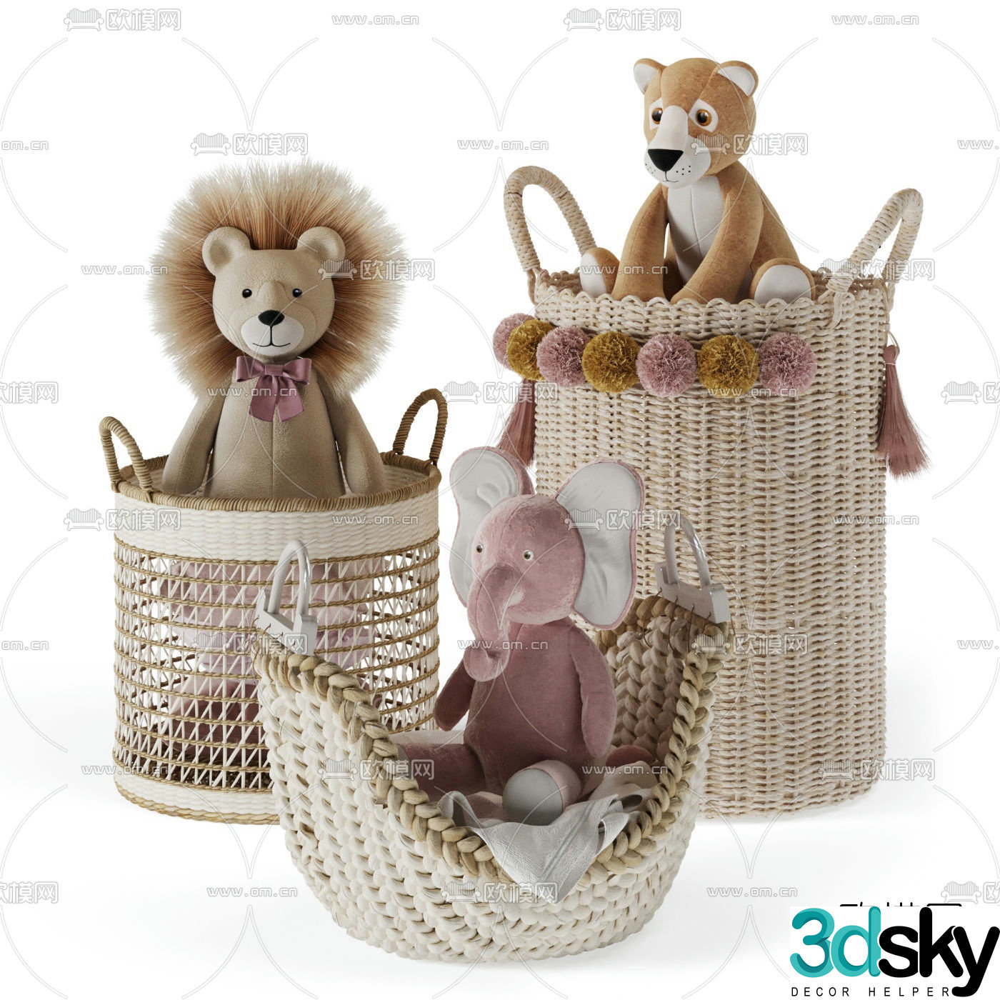 Modern children’s doll storage basket 3d model
