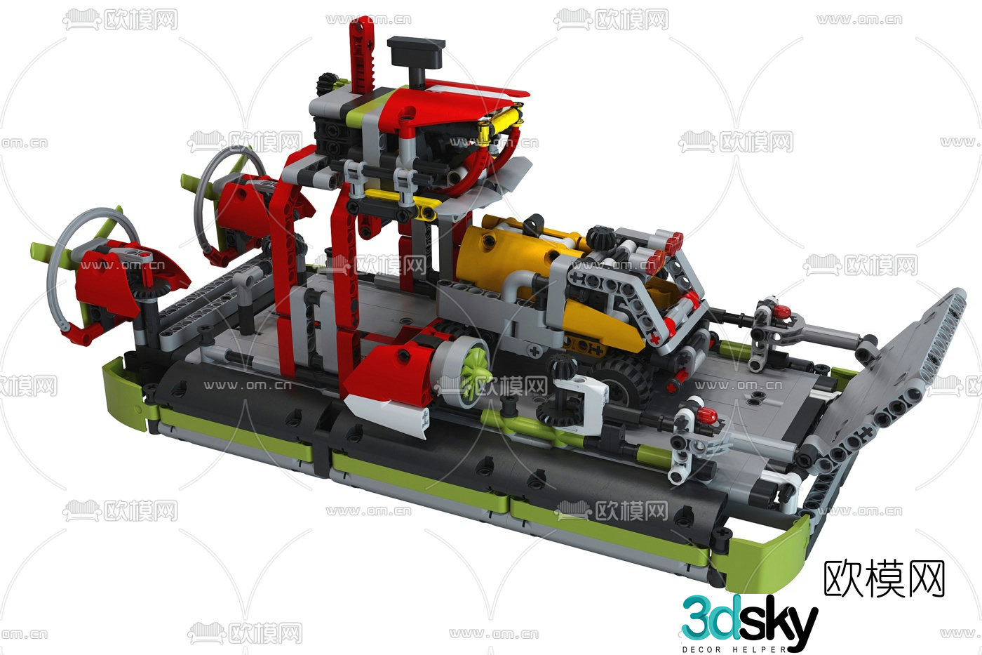 Modern steamboat building blocks 3d model