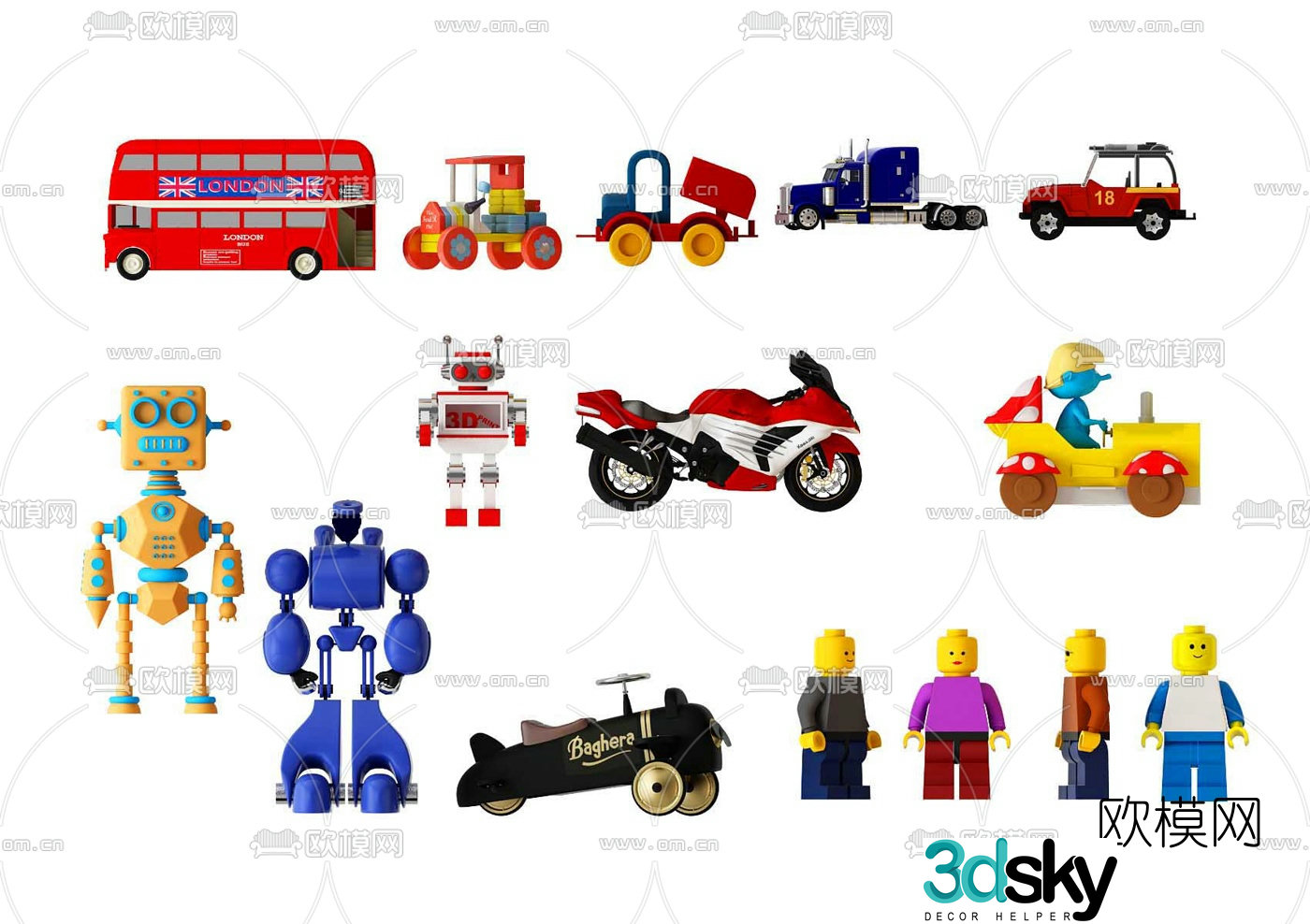 Modern children’s toy car robot 3d model