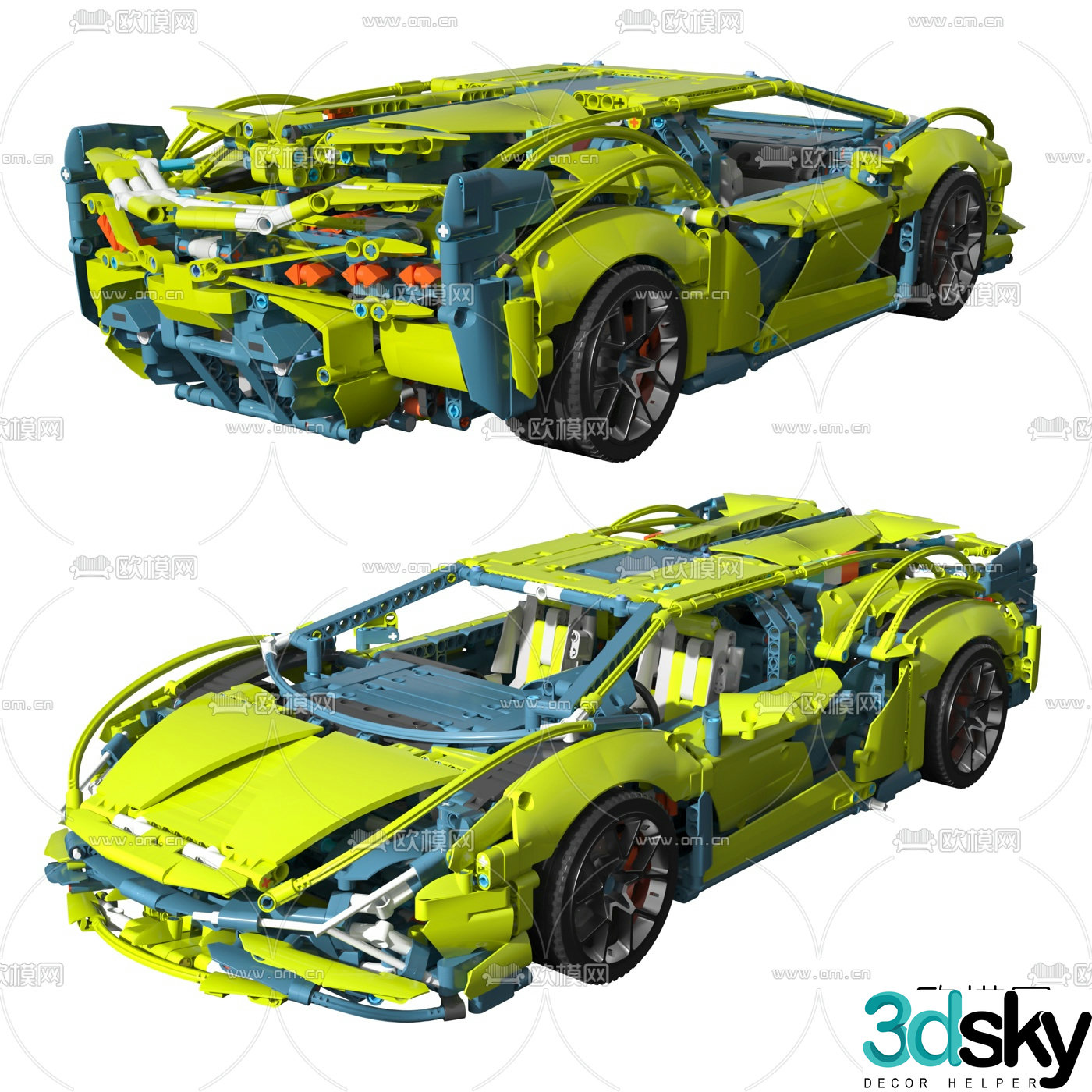 Modern lego toy car 3d model