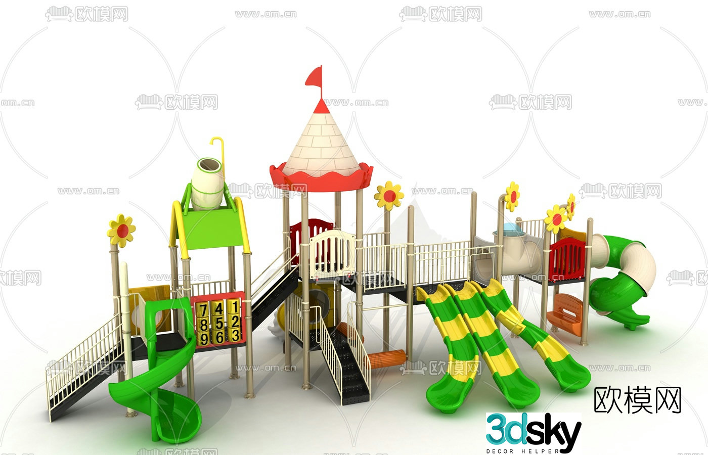 Modern children's play equipment 3d model